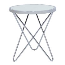 Aurora Clear Mirrored Top End Table Round In Silver