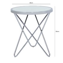 Aurora Clear Mirrored Top End Table Round In Silver