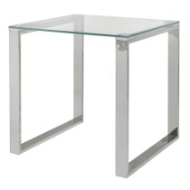 Huron Clear Glass Top End Table In Shiny Chrome Frame