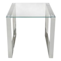 Huron Clear Glass Top End Table In Shiny Chrome Frame