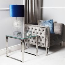 Huron Clear Glass Top End Table In Shiny Chrome Frame