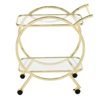 Huron Drinks Trolley With Clear Glass Shelves In Shiny Gold