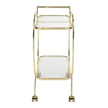 Huron Drinks Trolley With Clear Glass Shelves In Shiny Gold