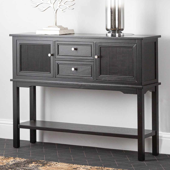 Lorain Pine Wood Sideboard 2 Doors 2 Drawers In Matte Black