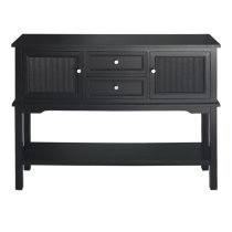 Lorain Pine Wood Sideboard 2 Doors 2 Drawers In Matte Black