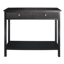 Lorain Pine Wood Console Table With 2 Drawers In Matte Black