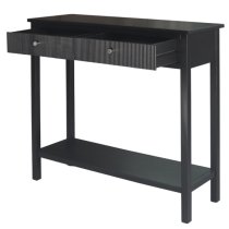 Lorain Pine Wood Console Table With 2 Drawers In Matte Black