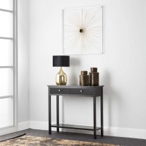 Lorain Pine Wood Console Table With 2 Drawers In Matte Black