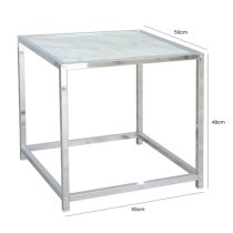 Colfax Glass End Table In White Marble Effect