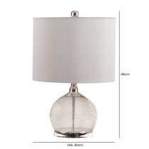 Burley Grey Shade Table Lamp With Chrome Wire Mesh Base