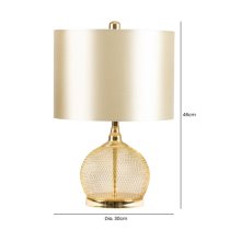 Burley Champagne Shade Table Lamp With Gold Wire Mesh Base