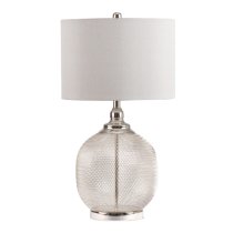 Crosby Dark Grey Shade Table Lamp With Chrome Wire Mesh Base