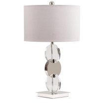 Dunn Dark Grey Faux Silk Shade Table Lamp With Chrome Base