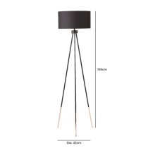 Troy Black Linen Shade Floor Lamp With Black And Gold Tripod