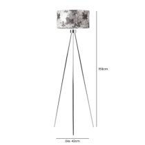 Troy Linen Shade Silver Inside Floor Lamp With Chrome Tripod