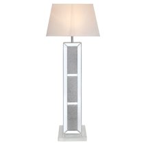 Macon White Shade Floor Lamp With Mirrored Pillar Base