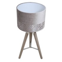 Harris Grey Linen Shade Table Lamp With Natural Tripod