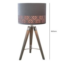 Harris Grey Linen Shade Table Lamp With Natural Tripod