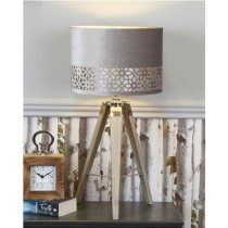 Harris Grey Linen Shade Table Lamp With Natural Tripod