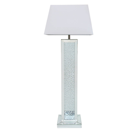 Arvada White Shade Floor Lamp With Mirrored Pillar Base