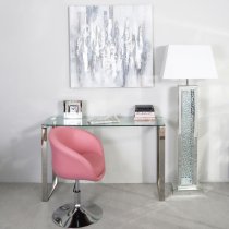 Arvada White Shade Floor Lamp With Mirrored Pillar Base