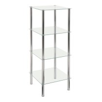 4 Tier Glass Display Unit In Clear With Chrome Supports