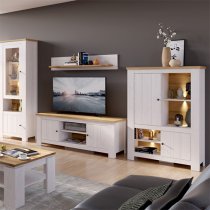 Clinton Wooden Storage Cabinet With 2 Doors In White And Oak