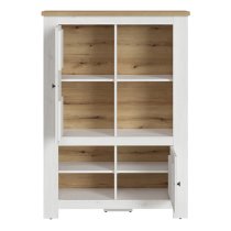 Clinton Display Cabinet With 2 Doors 4 Shelves In White Oak