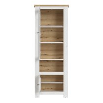 Clinton Wooden Display Cabinet With 2 Doors In White And Oak