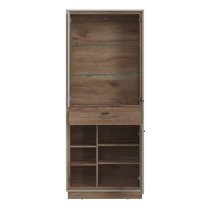 Royse Wooden Display Cabinet With 3 Doors 1 Drawer In Grey