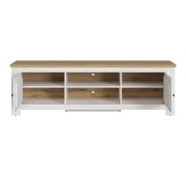 Clinton Wooden TV Stand Wide With 2 Doors In White And Oak