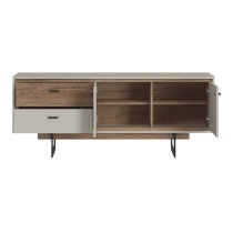 Royse Wooden TV Stand With 2 Doors 2 Drawers In Grey And Oak