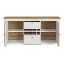 Clinton Wooden Sideboard With Wine Rack In White And Oak