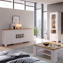 Clinton Wooden Sideboard With Wine Rack In White And Oak