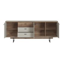 Royse Wooden Sideboard With 3 Doors 3 Drawers In Grey And Oak