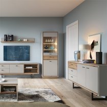 Royse Wooden Sideboard With 2 Doors 3 Drawers In Grey And Oak