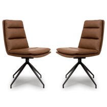 Nobo Tan Faux Leather Dining Chair With Black Legs In Pair