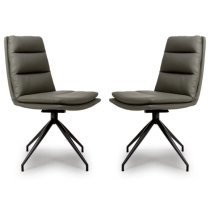 Nobo Truffle Faux Leather Dining Chair With Black Legs In Pair