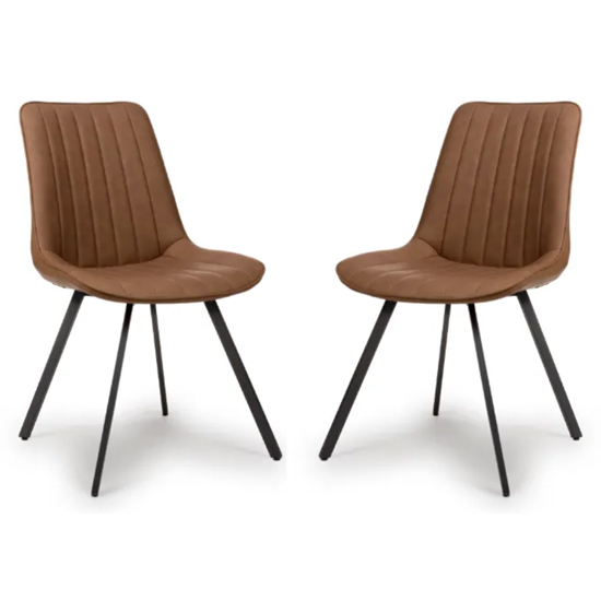 Macia Tan Faux Leather Dining Chairs In Pair