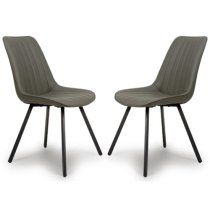 Macia Truffle Faux Leather Dining Chairs In Pair