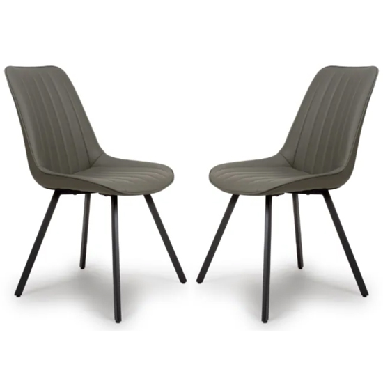 Macia Truffle Faux Leather Dining Chairs In Pair