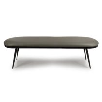 Aara Faux Leather Dining Bench In Truffle With Black Metal Legs