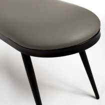 Aara Faux Leather Dining Bench In Truffle With Black Metal Legs