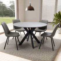 Lacole Sintered Stone Dining Table Large Round In Grey