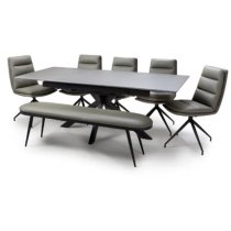 Lacole Extending Dining Table With 6 Nobo Chairs 1 Aara Bench