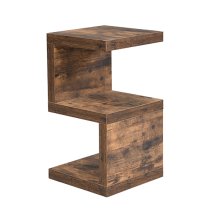 Miami Wooden S Shape Design Side Table In Rustic Oak