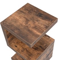 Miami Wooden S Shape Design Side Table In Rustic Oak