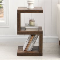 Miami Wooden S Shape Design Side Table In Rustic Oak