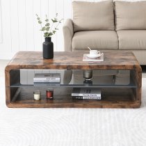 Xono Wooden Coffee Table With Shelf In Rustic Oak