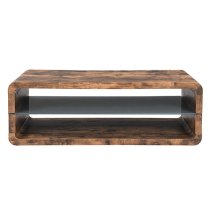 Xono Wooden Coffee Table With Shelf In Rustic Oak